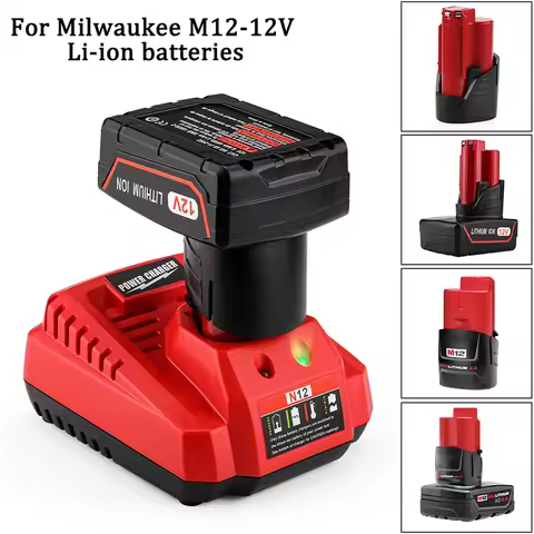 Battery Charger For Milwaukee M12 N12 Lithium-Ion Battery 3A fast charging Replacement 48-11-2401 48
