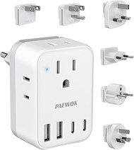 International Power Adapter Set, US to EU/UK/AUS/Japan Universal Travel Adapter- 4 AC Outlets 4 USB 