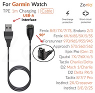 Zenia 1m/17cm Smart Watch Charger Adapter USB-A Type-C Elbow Female Charging Cable for Garmin Fenix 