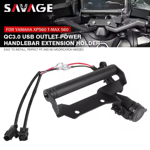 T-MAX 560 XP560 Motorcycle GPS Navigation Phone Bracket Extension Handlebar QC3.0 USB Outlet Power F