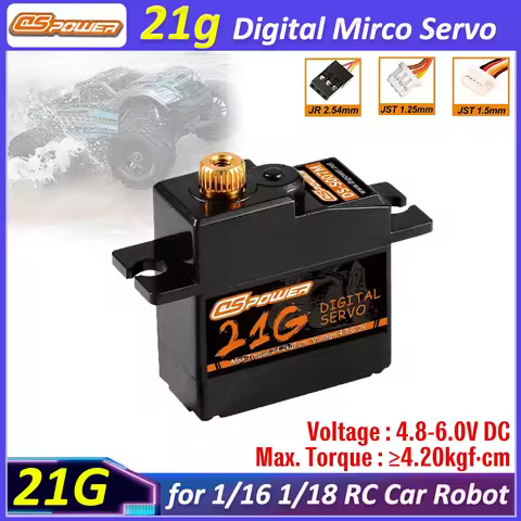 DSPOWER 21G Digital Mirco Servo Metal Gear Waterproof for 1/16 1/18 RC Car Boat Robot Wltoys MJX Hyp
