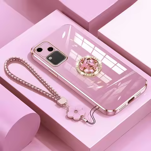 V30 Case Luxury with Holder,Diamond Ring Case For Vivo V30 Lite Pro Y76 Y78 Y35 Y100 Y72 Shockproof 