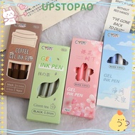 UPSTOPAO 4PCS Ballpoint Pen Coffee Beans Cute Office School Supplies Black Color Ink Neutral Pen