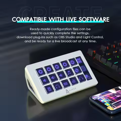 ATTACK SHARK x AJAZZ AKP153 STREAM DECK 15 Customisable Buttons Stream Deck With Versatile Side Scre