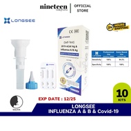 [INFLUENZA + Covid19 ] LONGSEE 3 in 1 Saliva Antigen Covid 19 Rapid Test Kit - 10's