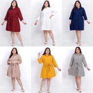 dress kemejawanita fashion korea big size jumbo baju hamil kerja pesta - mustard