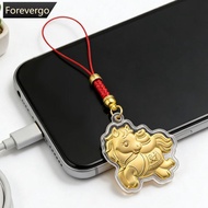 FOREVERGO 1PC 2026 Zodiac Horse Imitation Gold Foil Lucky Charm Keychain Phone Chain Key Ring Souven