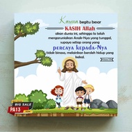 Hiasan Dinding Pajangan Dekor Poster Kayu Ayat Alkitab Yesus dan Anak