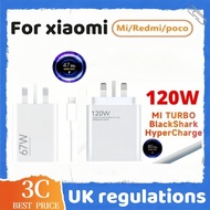 (Free)Xiaomi 120W 67W Turbo Fast Charging Adapter UK Plug With 6A Type C Cable For Xiaomi 15 14 13 1