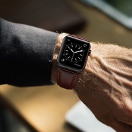 Vietao Oil Wax Red Brown Leather Strap Watch Band 44mm 45mm 42mm Series 7 6 5 SE Leather Watchstrap