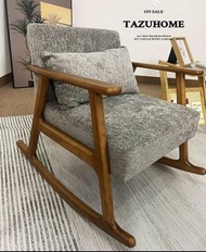 出口歐洲輕奢實木進口布藝舒適復古搖搖椅,單人椅,扶手椅,休閒椅,有兩款顏色供選擇