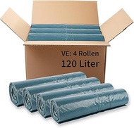 Franz Mensch HygoClean Eco Bin Bags, 120 L, Blue, Pack of 100, LDPE, on Roll, Bin Liners, Length: 11