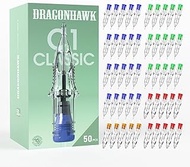 Dragonhawk C1 Tattoo Needles Cartridges 50Pcs Assorted #12 Mixed Sizes 3RL 5RL 7RL 9RL 5RS 7RS 9RS 7