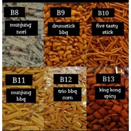 SNEK TIMBANG; BISKUT BANTAL, FIVE TASTY STICK, MUNJONG NORI/ BBQ, TRIO BBQ CORN, DRUMSTICK BBQ [400G
