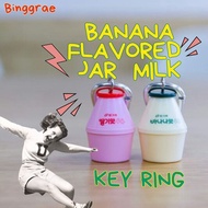 Binggrae Banana-flavored milk keyring, banana-flavored jar milk keyring, Korean banana-flavored milk