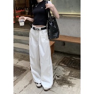 Lovito กางเกงผู้หญิง มีซิป แต่งกระเป๋า สีพื้น สไตล์ลำลอง LNE27125 (สีขาว)