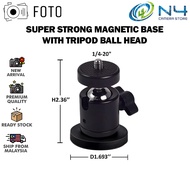 FOTO Magnetic Camera Mounting Base with Ball Head Super Strong Rubber Coating Neodymium Magnet with 1/4 Male Thread