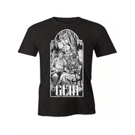 Ed Gein Gothic Heavy T-Shirt | 100% Black Tee with White Gothic Arch & Ed Gein Signature Print, Soft