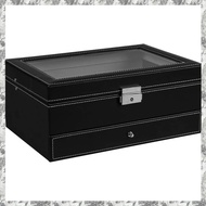 [I O J E] 12 Slot Lockable Watch Storage Boxes Jewelry Display Drawer Case 2-Tier Organizer Watch Sh