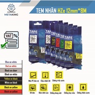 HZe Label 12mm*8M for Brother, Aimo label printers (PT-E110, PT-E300VP, E1000Pro...)