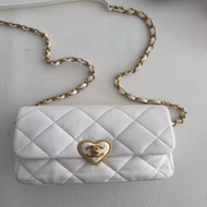 【全新品】香奈兒CHANEL 23s白色🤍爱心珐琅扣CF mini 20 芯片款單肩鏈條包