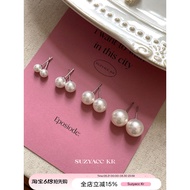Suzyacc kr 999 Pure Silver Pearl Earrings Gentle High-End Strong Light Earrings Simple Temperament C