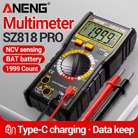 SZ818 PRO Digital Multimeter hFE Triode LCD Display 1000V DC/750V AC RMS 10MΩ Input Impedance Auto P