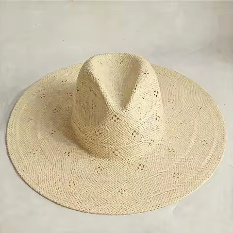Women 100% Natural Palm Leaf Handwoven Fedora Hat UPF50+ Wide Brim UV Protection Beach Sun Hat summe