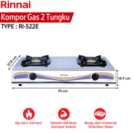 Kompor Gas Rinnai 2 Tungku Ri 522 E Ri 522E