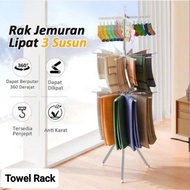 3-Tier Stainless Steel Rotating Tower Folding Clothes Drying Rack Foldable Towel Rack 3-Tier Baby Cl