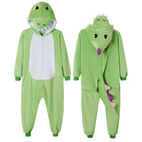 Dinosaur Adult Onesie Pajamas Halloween Cosplay Costume Warm Plush Dog One Piece Cosplay Sleepwear S