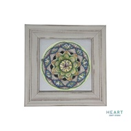 ZENTANGLE ART WHITE ZENDALA PAPER TILE WITH WHITE FRAME