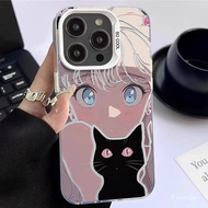 Hug Cat Beautiful Girl iPhone13 Apple 15 Phone Case 14Plus Vitality Case 12promax Laser 11 Hard 78 S