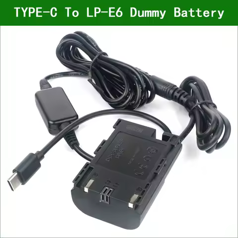 DR-E6 USB Type-C LP-E6 Dummy Battery Power Adapter DC coupler For Canon EOS 5D2 5D3 5D4 6D2 7D2 80D 