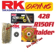 [428 RK ORING] Raider R150Fi 428 REAR SPROCKET SETS ORING RK GOLD CHAIN HARDEN STEEL