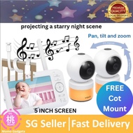 VTech Baby Monitor 5" Screen with 2 Cameras, Pan-Tilt- Zoom, Night Light, Glow On The Ceiling Projec