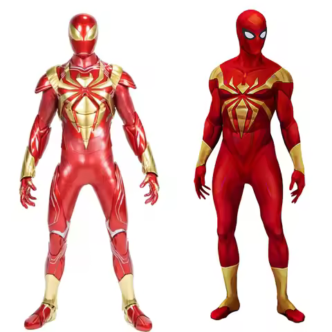 Iron Spiderman Cosplay Gold Iron SpiderBoy Costume 3D Printed Spandex Costume Superhero Zentai BodyS