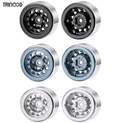 TRINOOD 4PCS Aluminum Alloy Beadlock Wheels Rim Hub for 1/18 TRX4-M TRX4M RC Car Spare Part Upgrade 