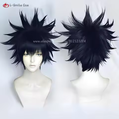 Fushiguro Megumi Cosplay Wig Blue Black Fushiguro Megumi Anime Wigs Heat Resistant Synthetic Hallowe