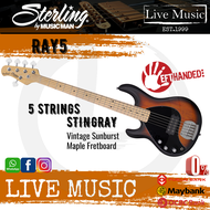 Sterling Ray5 Stingray 5-String Left-Handed Electric Bass Guitar Maple Fretboard - Vintage Sunburst Satin (Ray-5)