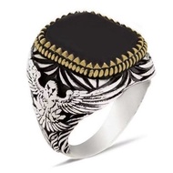 Zirconia Ring Onyx/ VintageRing Eagle Adjustable/ Ring