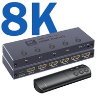8K HDMI 2.1 Switch 5 in 1 out  8K@60Hz 4K@240Hz HDMI Switch 5x1 with Remote HDCP2.3 HDR VRR for Lapt