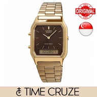 [Time Cruze] Casio AQ-230 Digital Analog Adjustable Brown Dial Gold Tone Stainless Steel Men Women W