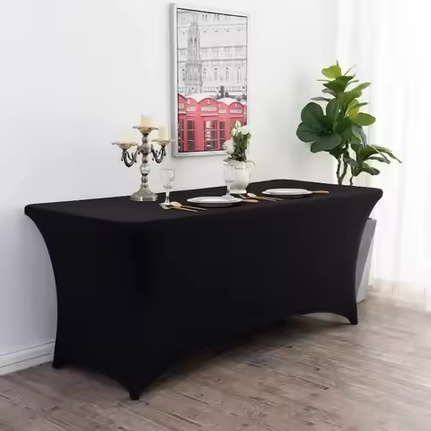 6FT 8FT Spandex Tablecloth High Stretch Wedding Hotel Birthday Table Cover for 4ft 5ft 6ft 8ft Foldi