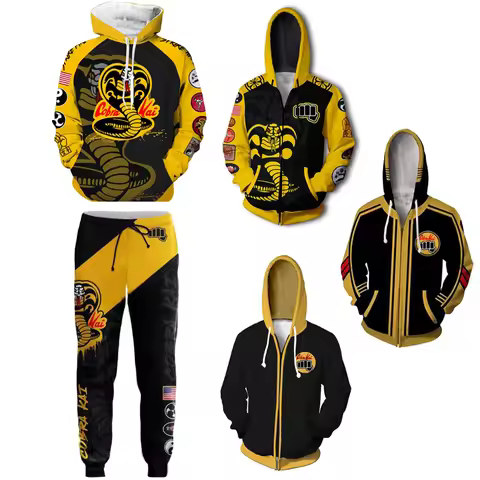 New Movie Cobra Kai Hoodies Cosplay Costume Karate Adult Jackets Cosplay zipper Hoodies Sweatshirts