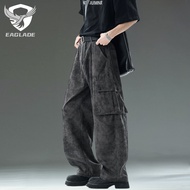 EAGLADE Tactical Cargo Baggy Loose Pants for Men 100%Cotton 817 in Grey B02