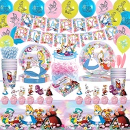 Alice In Wonderland Girls Birthday Party Supplies Tableware Alice Princess Plate Cup Balloon Gender 