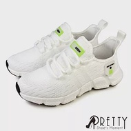 【Pretty】女 休閒鞋 運動鞋 潮鞋 素面 綁帶 直套式 飛線編織 JP23 白色