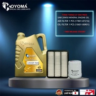 DAIHATSU PERODUA MIRA KANCIL L5 TURBO AIR FILTER + OIL FILTER + KOYOMA 20W50 MINERAL ENGINE OIL