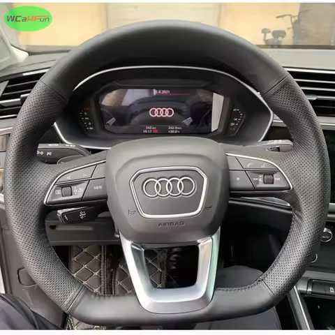 Customize Car Steering Wheel Cover Black Leather For Audi Q5 SQ5 2017-2019 Q3 2018 2019 Q8 SQ8 2018 